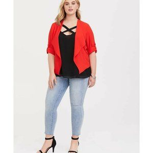 TORRID 4 Red Crepe Blazer 4X